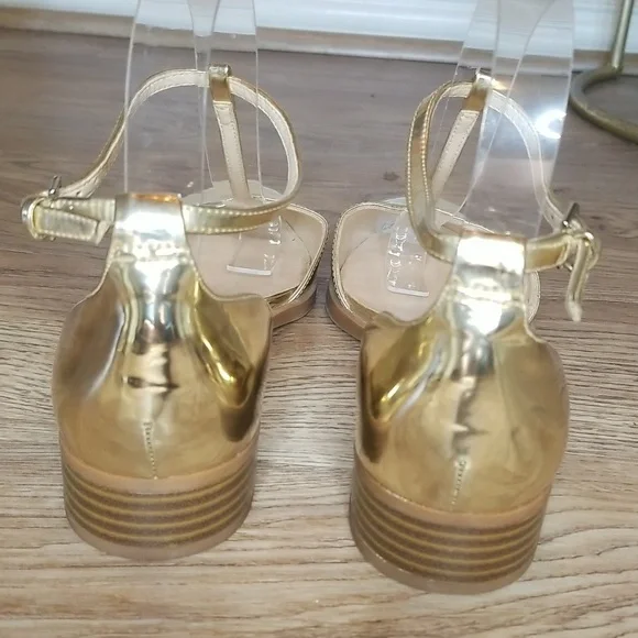 Nine West Womens Gild Metallic Closed Toe Ankle Strap Shoes Size 8M - Picture 3 of 12